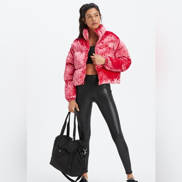 Fabletics women’s size large black fog foil high waisted leggings - Picture 8 of 9